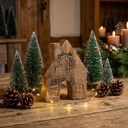 Houten huisdecoratie Kersthuis houten huisdecoratie houten standaard H10cm | Floristik24.nl