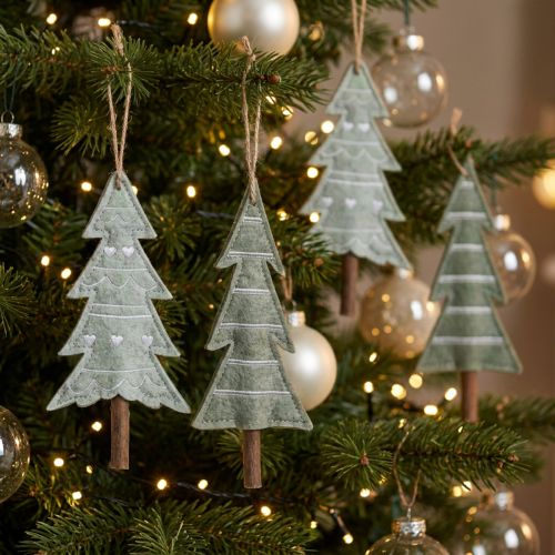 Kerstboomversiering van vilt, groen, 20 cm, set van 4 | Floristik24.nl