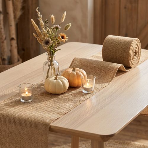 Artikel Jutelint natuurlijke tafelloper rustieke jute potlint 10cm 9m