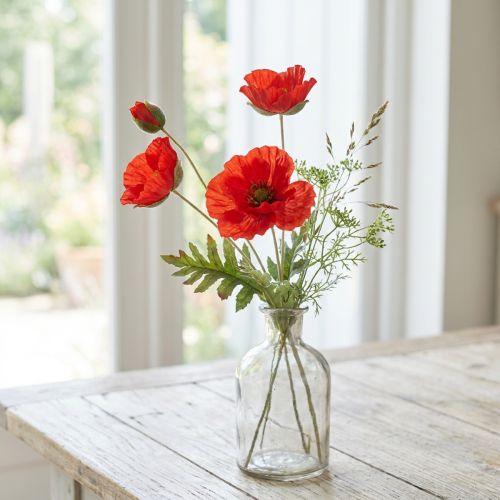 Poppy decoratieve tuinbloem met 3 bloemen rood L70cm | Floristik24.nl