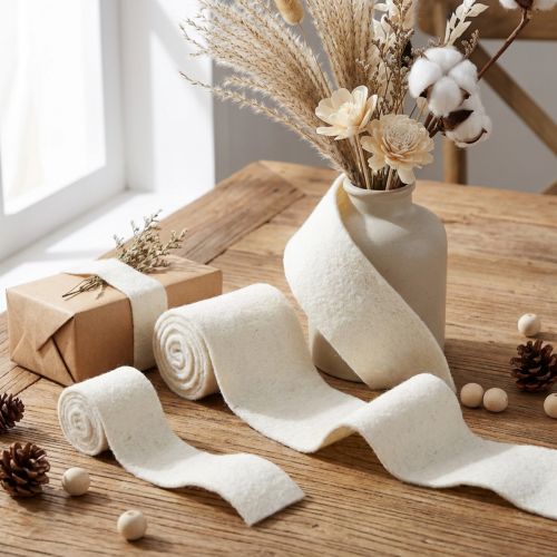 Artikel Viltlint wollen lint wit B7cm/15cm L100/100cm set van 2