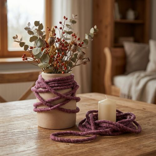 Artikel Wollen vilt decoratieve koord vilt lont draad bessen L7m set 2 stuks
