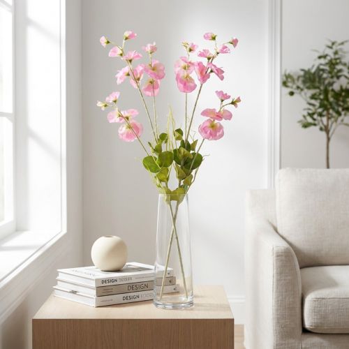 Kunstbloemen pronkerwten roze op lange steel 74cm 2st | Floristik24.nl