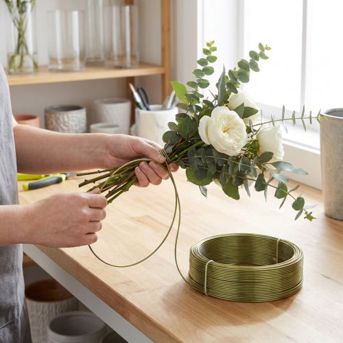 Aluminiumdraad Olijf 2mm 500g - Flexibel en kneedbaar voor doe-het-zelfprojecten, knutselwerkjes en bloemsierkunst | Floristik24.nl
