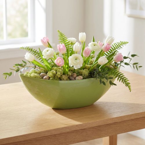 Decoratieve kom lichtgroen 55,5cm x 14cm H17,5cm 1 stuk | Floristik24.nl
