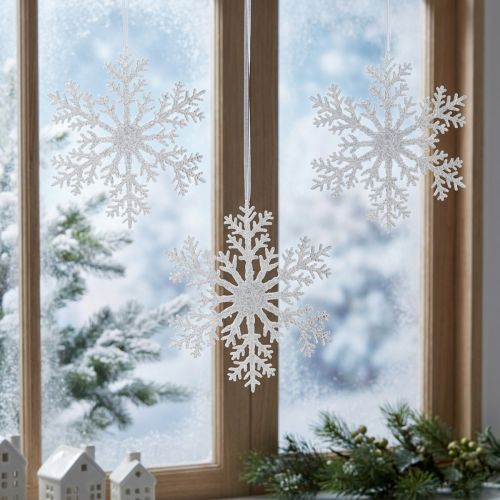 Sneeuwvlokdecoratie ijskristal om op te hangen 18×20cm 4st | Floristik24.nl