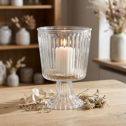 Lantaarn glazen beker gecanneleerde glasdecoratie Ø11,5cm H15cm | Floristik24.nl