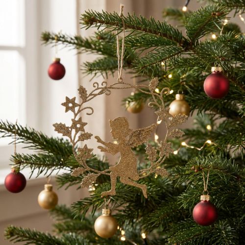 Engelenkrans, kerstversiering, engel om op te hangen, metalen hanger Gouden H14cm B15.5 | Floristik24.nl