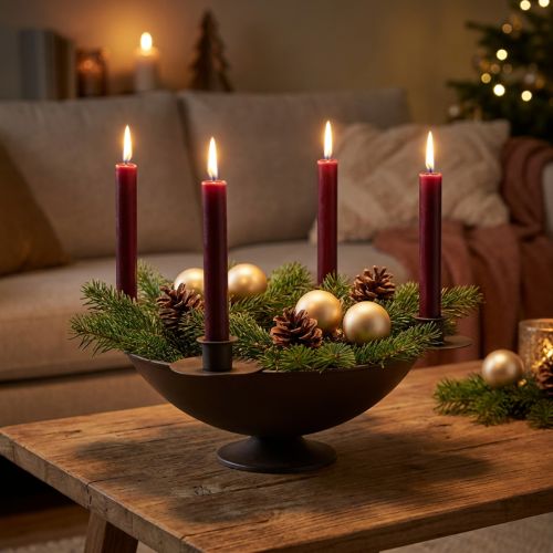 Decoratieve schaal kandelaar staaf kandelaar metaal bruin Ø34cm | Floristik24.nl