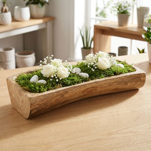 Houten decoratie met uitsparing, decoratieve schaal, hout, 40 × 13–16 cm × 6,5 cm | Floristik24.nl