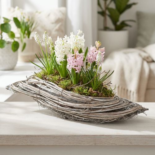 Artikel Golvende rotan plantenbak, naturel wit, 40x14x6cm