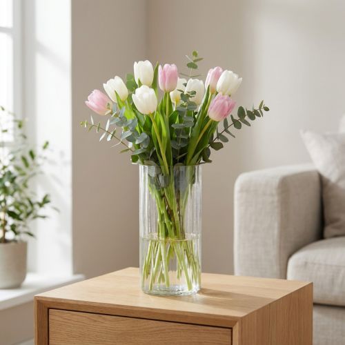 Hoogwaardige glazen vaas voor decoratieve doeleinden in moderne woningen, 24 cm | Floristik24.nl
