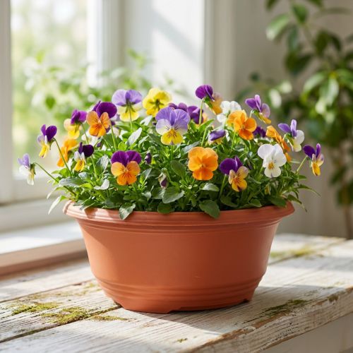 Ronde plantenbak kunststof Ø23cm H10cm terracotta 5 stuks | Floristik24.nl