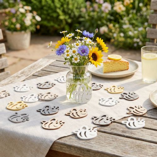 Artikel Strooidecoratie houten bijendecoratie tafeldecoratie zomer 4×3,5cm 72 st