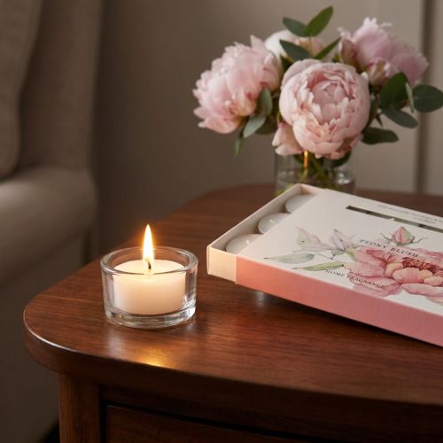 Geurkaarsen theelichtjes pioenroos pioenroos blush Ø3,5cm 12 st | Floristik24.nl