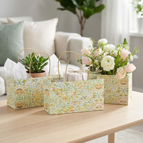 Cadeauzakje met handvatten Cadeauzakje met patroon 24×12×12cm 6st | Floristik24.nl