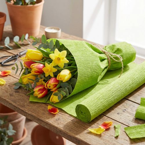 Bloemist crêpepapier grasgroen 50x250cm | Floristik24.nl