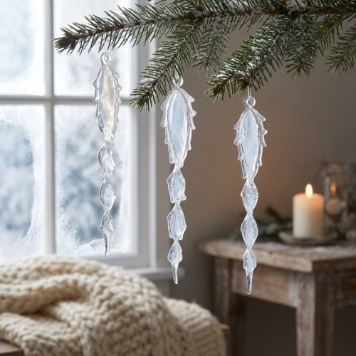 Decoratieve ijspegels winterdecoratie om op te hangen helder wit 23m 4st | Floristik24.nl