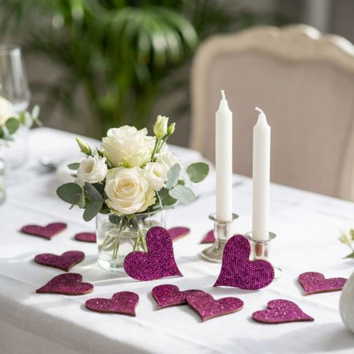 Strooidecoratie hart paars 3-5cm 48 st | Floristik24.nl