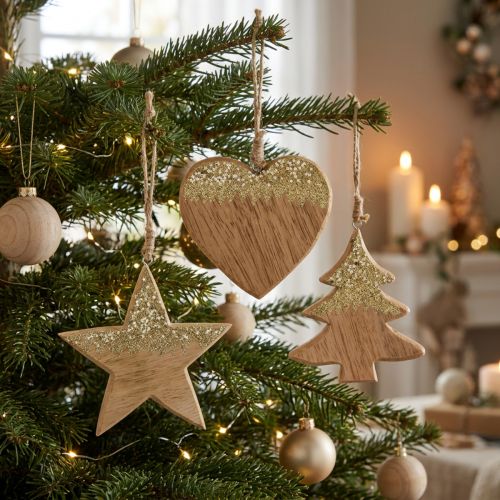 Kerstdecoratie ster / hart / boom, houten hanger, adventsdecoratie H10/12,5cm 3st | Floristik24.nl