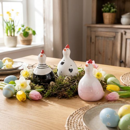 Decoratieve kippen Paasdecoratiefiguren kuikens 9,5cm 3 stuks | Floristik24.nl