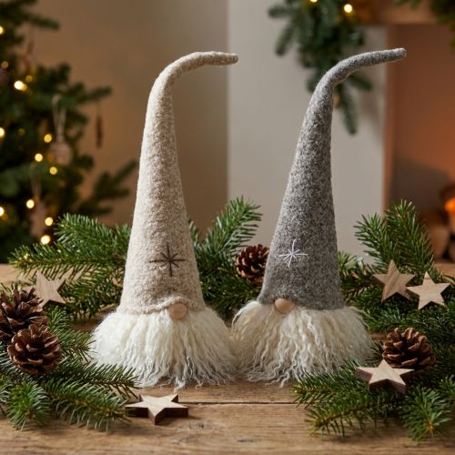 Artikel Decoratieve kabouterhoed van vilt tafeldecoratie bruin beige H28cm 2 stuks