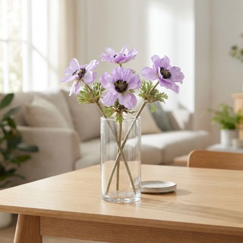 Kunstmatige anemoonbloemen in lila, 34 cm lang, 4 stuks | Floristik24.nl