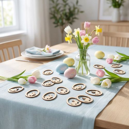 Paasdecoraties voor knutselen, konijnenei, natuurlijk hout, 4 cm, 72 stuks | Floristik24.nl