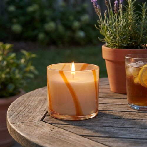 Geurkaars in glas Citronella kaars retro design Ø8cm H8cm | Floristik24.nl