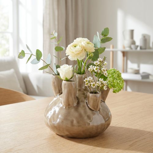 Maritieme Vaas Decoratie Koraal Design Bruin Ø14.5cm H14cm | Floristik24.nl