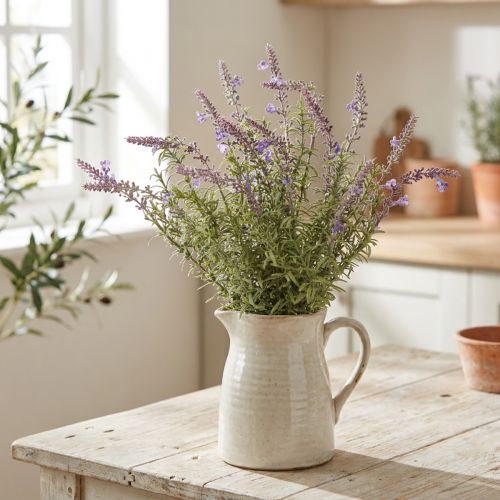 Artikel Lavendel kunstkruiden op een stengel met 7 takken 40cm 3st