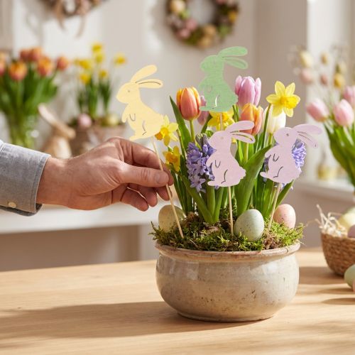 Artikel Decoratieve konijntjes op een stokje als grafische accenten voor tafels en plantenbakken, 31,5 cm, 16 stuks