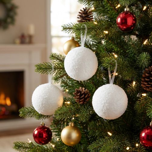 Sneeuwballen decoratie decoratieve hanger sneeuw kunst Ø7,5cm 6 st | Floristik24.nl
