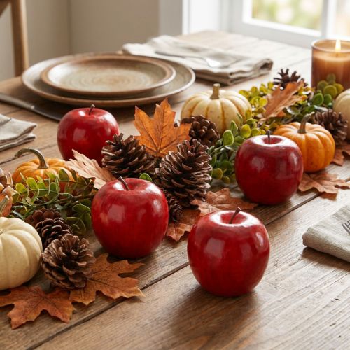 Decoratieve appels, rood, glanzend, kunstmatig, 7,5 cm, set van 6, herfstdecoratie | Floristik24.nl