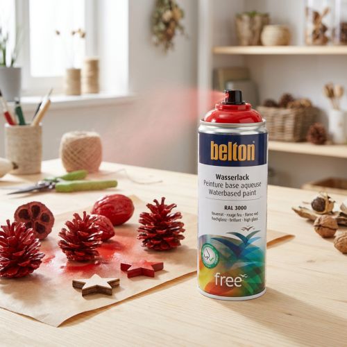 Belton gratis waterlak rode kleurspray vuurrood 400ml | Floristik24.nl