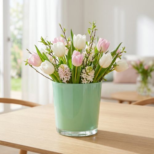 Glazen pot Ø11,5cm H10,8cm mintgroen | Floristik24.nl
