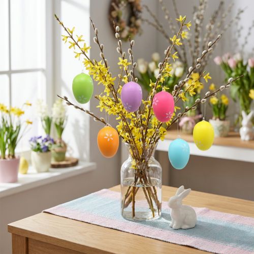 Paaseieren om op te hangen kleurrijk 6cm 12 st | Floristik24.nl