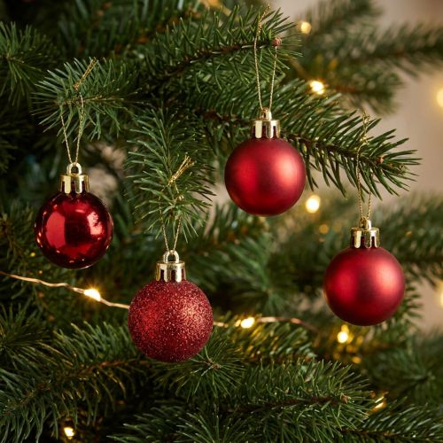 Kerstboomversiering Kerstbal rood 3 cm 14 stuks | Floristik24.nl