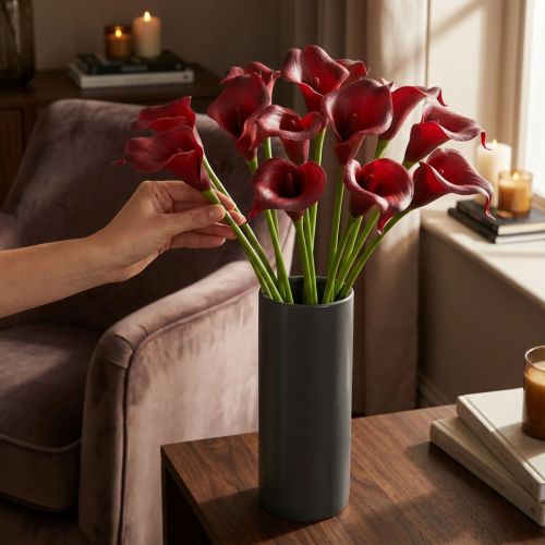 Calla rood bordeaux kunstbloemen in bos 57cm 12 st | Floristik24.nl