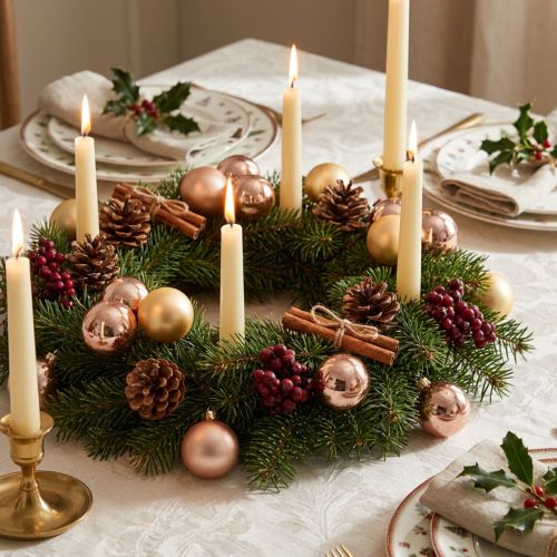 Kerstbal roségoud glas spiegel bessen Ø40mm 32 stuks | Floristik24.nl