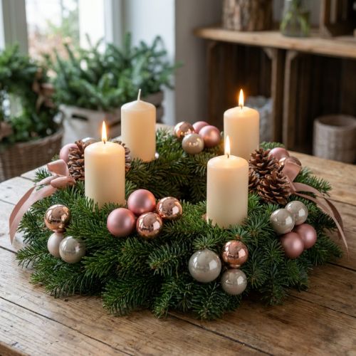 Mini kerstballen glas roze grijs draad Ø40mm 32 stuks | Floristik24.nl