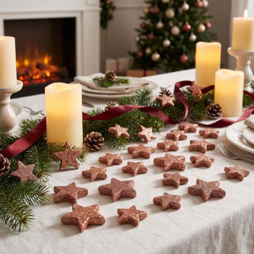 Strooidecoratie Kerststerren strooisterren roze Ø4/5cm 40 st | Floristik24.nl