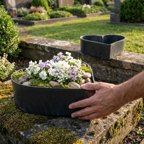 Schaal hart kunststof sierschaal antraciet 24/21cm set van 2 | Floristik24.nl