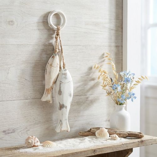 Vis van mangohout om Shabby Chic 19,5/15,5/10cm op te hangen | Floristik24.nl