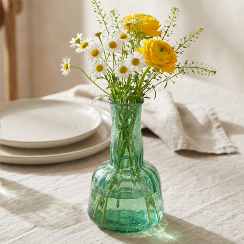Mini glazen vaas bloemenvaas groen Ø8,5cm H15cm | Floristik24.nl