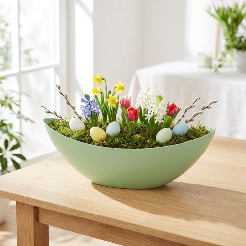 Sierschaal, plantenschaal, pastelgroen 39cm x 12cm H13cm | Floristik24.nl
