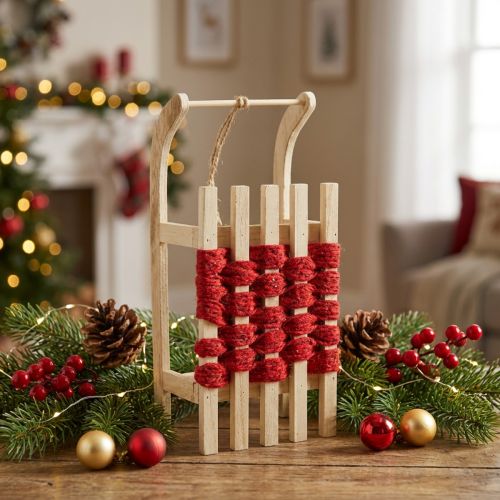 Decoratieve slee houten kerstslee L30×B14.5×H9.5cm | Floristik24.nl