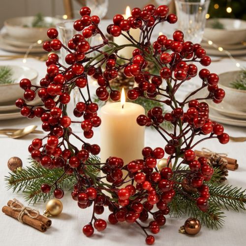 Bessenkrans rode kunstplanten rood Kerst Ø20cm | Floristik24.nl