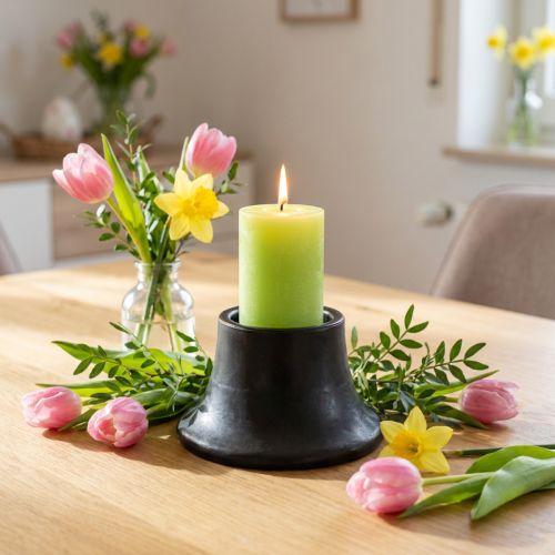 Kandelaar zwart kandelaar keramiek Ø12,5cm H7cm | Floristik24.nl
