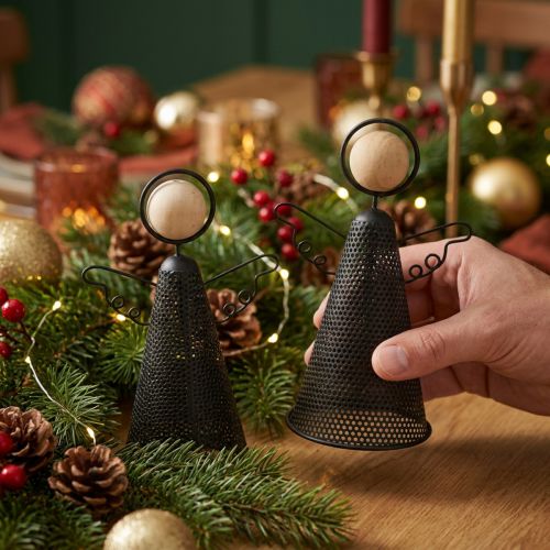 Engelfiguur Kerstmis Metaal Zwart Naturel 15,5 cm 2st | Floristik24.nl